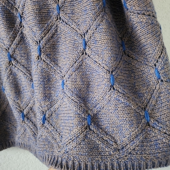 Moth By Anthropologie Gray Diamond Weave Open Knit Sweater Top Boho Cozy Chic SM - Picture 6 of 9